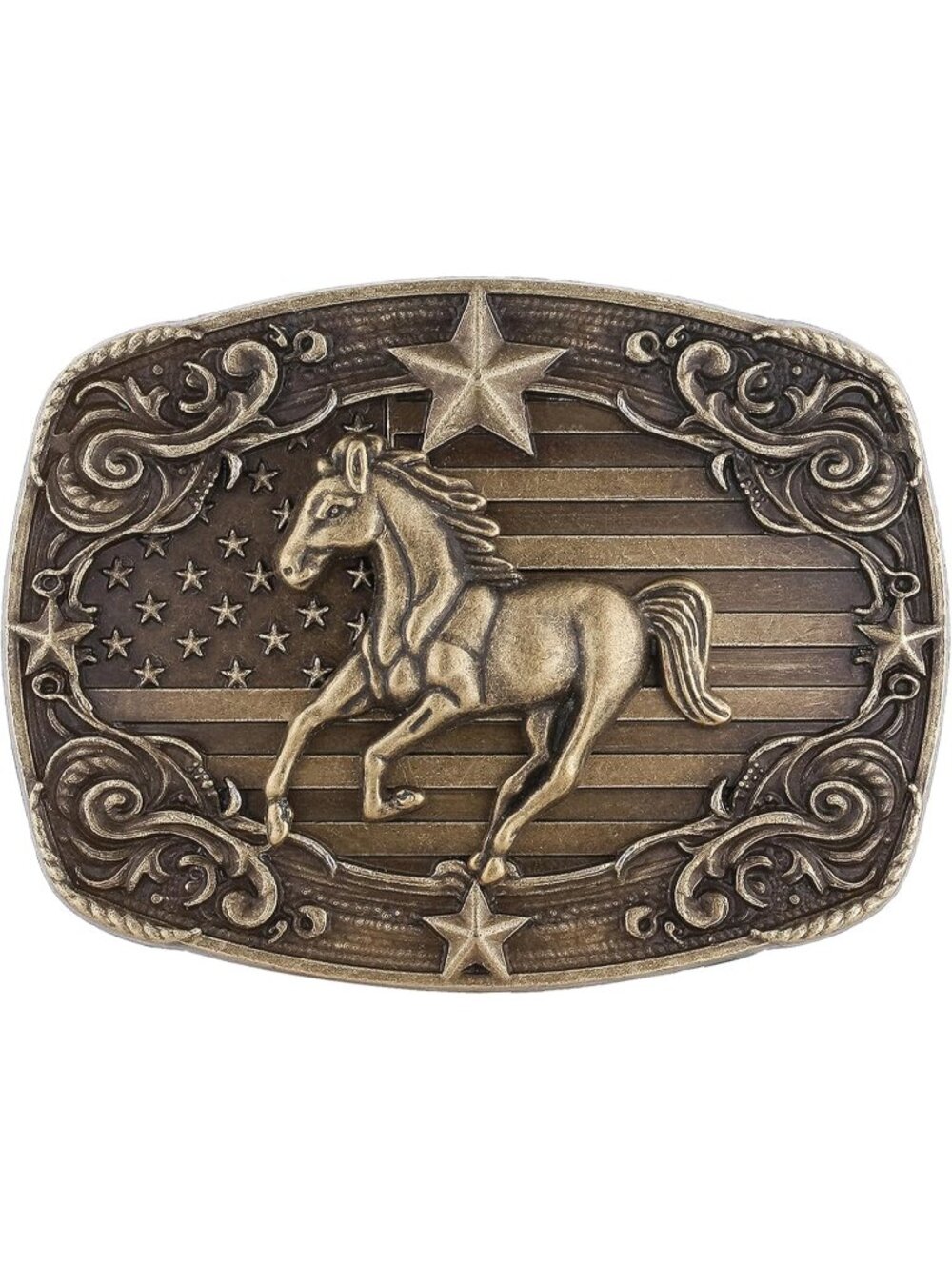 Unisex Horse Flower Vintage Poker Cowboy Texas Rodeo Belt Buckle